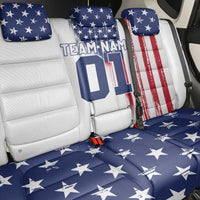 Motocross Rider Graphic Dirtbike Racing Back Car Seat Cover with Distressed American Flag and Custom Number - Wonder Print Shop