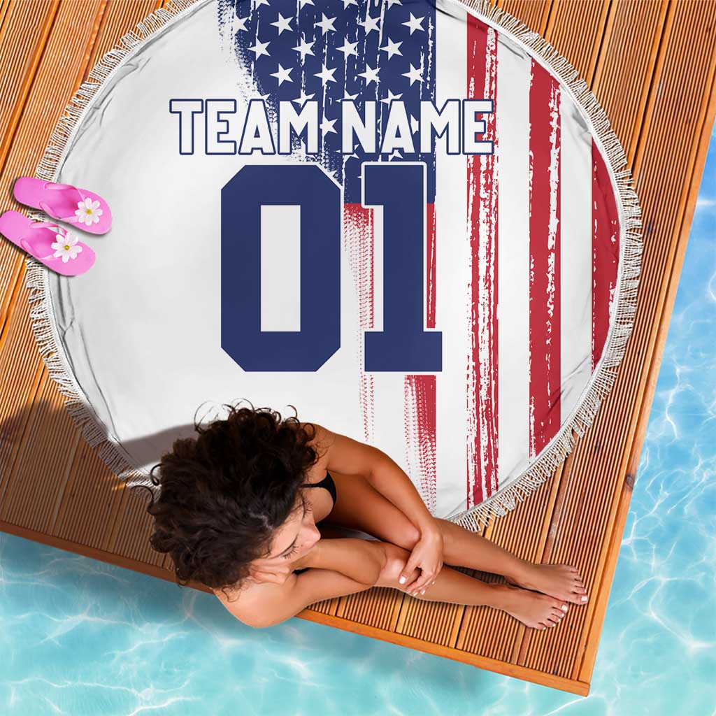 Motocross Rider Graphic Dirtbike Racing Beach Blanket with Distressed American Flag and Custom Number - Wonder Print Shop