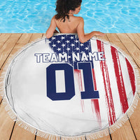Motocross Rider Graphic Dirtbike Racing Beach Blanket with Distressed American Flag and Custom Number - Wonder Print Shop