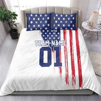 Motocross Rider Graphic Dirtbike Racing Bedding Set with Distressed American Flag and Custom Number - Wonder Print Shop