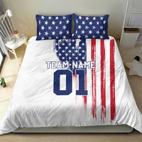 Motocross Rider Graphic Dirtbike Racing Bedding Set with Distressed American Flag and Custom Number - Wonder Print Shop