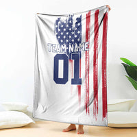 Motocross Rider Graphic Dirtbike Racing Blanket with Distressed American Flag and Custom Number - Wonder Print Shop