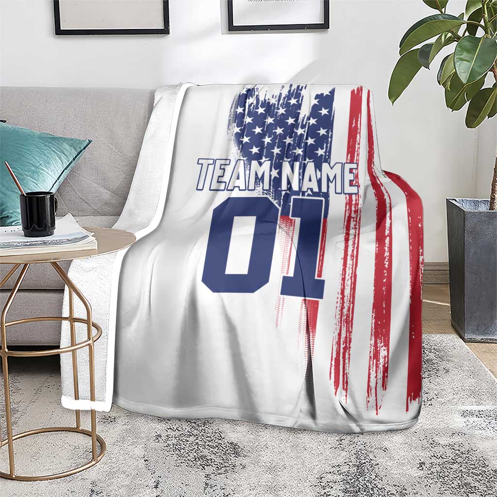 Motocross Rider Graphic Dirtbike Racing Blanket with Distressed American Flag and Custom Number - Wonder Print Shop