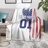 Motocross Rider Graphic Dirtbike Racing Blanket with Distressed American Flag and Custom Number - Wonder Print Shop