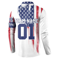 Motocross Rider Graphic Dirtbike Racing Button Sweatshirt with Distressed American Flag and Custom Number - Wonder Print Shop