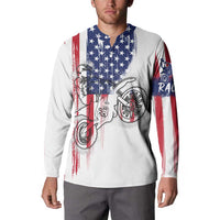 Motocross Rider Graphic Dirtbike Racing Button Sweatshirt with Distressed American Flag and Custom Number - Wonder Print Shop