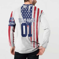 Motocross Rider Graphic Dirtbike Racing Button Sweatshirt with Distressed American Flag and Custom Number - Wonder Print Shop