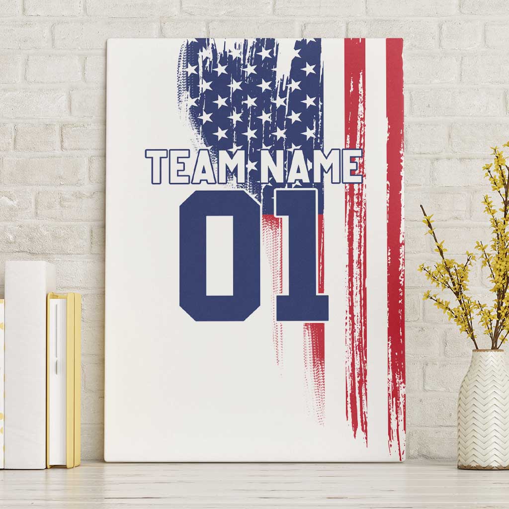 Motocross Rider Graphic Dirtbike Racing Canvas Wall Art with Distressed American Flag and Custom Number - Wonder Print Shop