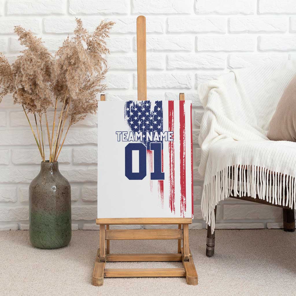 Motocross Rider Graphic Dirtbike Racing Canvas Wall Art with Distressed American Flag and Custom Number - Wonder Print Shop