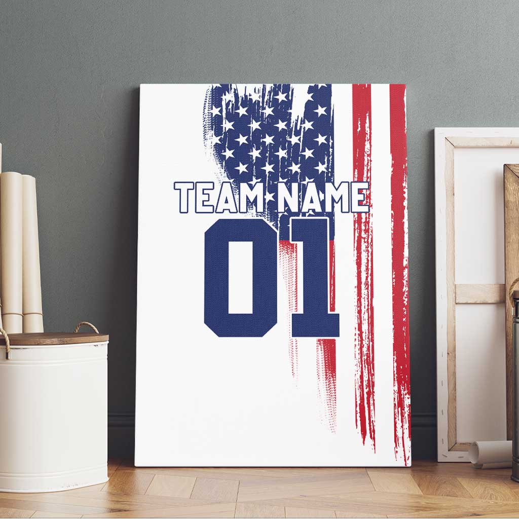 Motocross Rider Graphic Dirtbike Racing Canvas Wall Art with Distressed American Flag and Custom Number - Wonder Print Shop