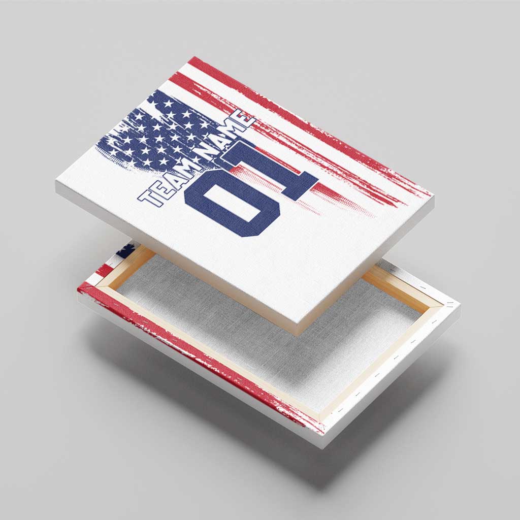 Motocross Rider Graphic Dirtbike Racing Canvas Wall Art with Distressed American Flag and Custom Number - Wonder Print Shop