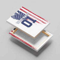 Motocross Rider Graphic Dirtbike Racing Canvas Wall Art with Distressed American Flag and Custom Number - Wonder Print Shop