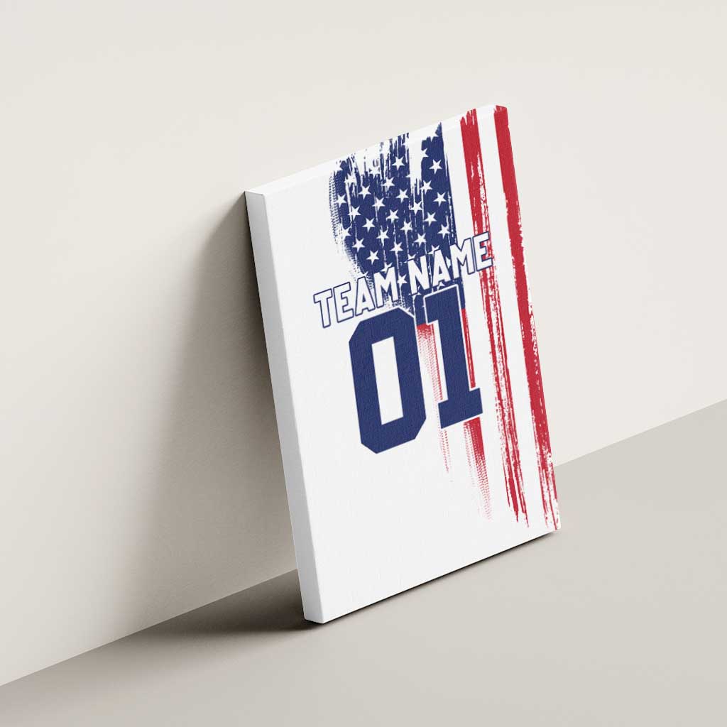 Motocross Rider Graphic Dirtbike Racing Canvas Wall Art with Distressed American Flag and Custom Number - Wonder Print Shop