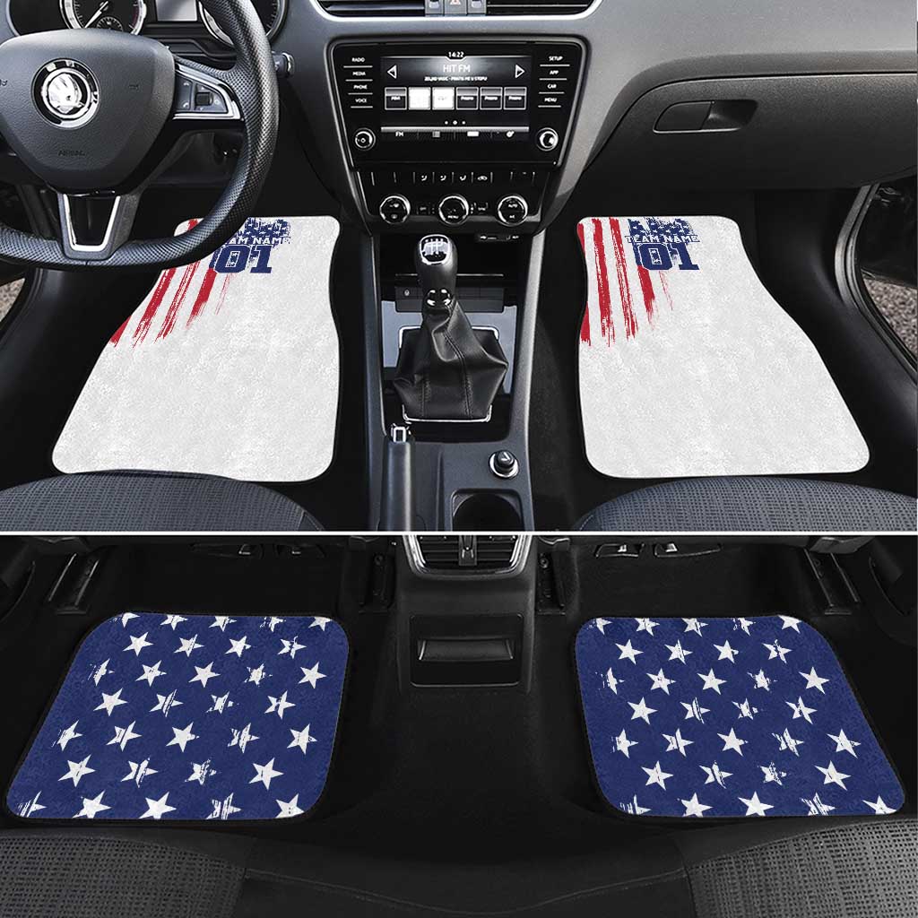 Motocross Rider Graphic Dirtbike Racing Car Mats with Distressed American Flag and Custom Number - Wonder Print Shop