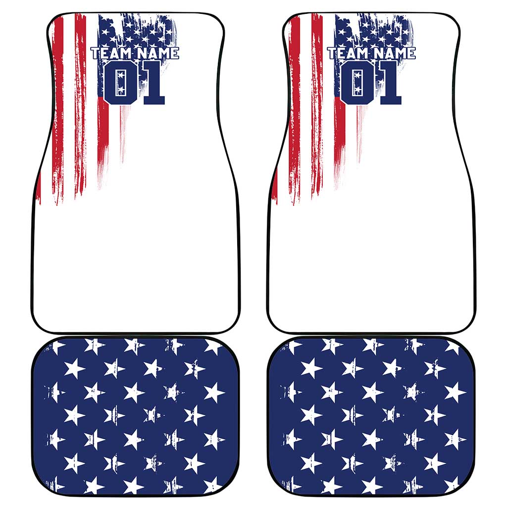 Motocross Rider Graphic Dirtbike Racing Car Mats with Distressed American Flag and Custom Number - Wonder Print Shop