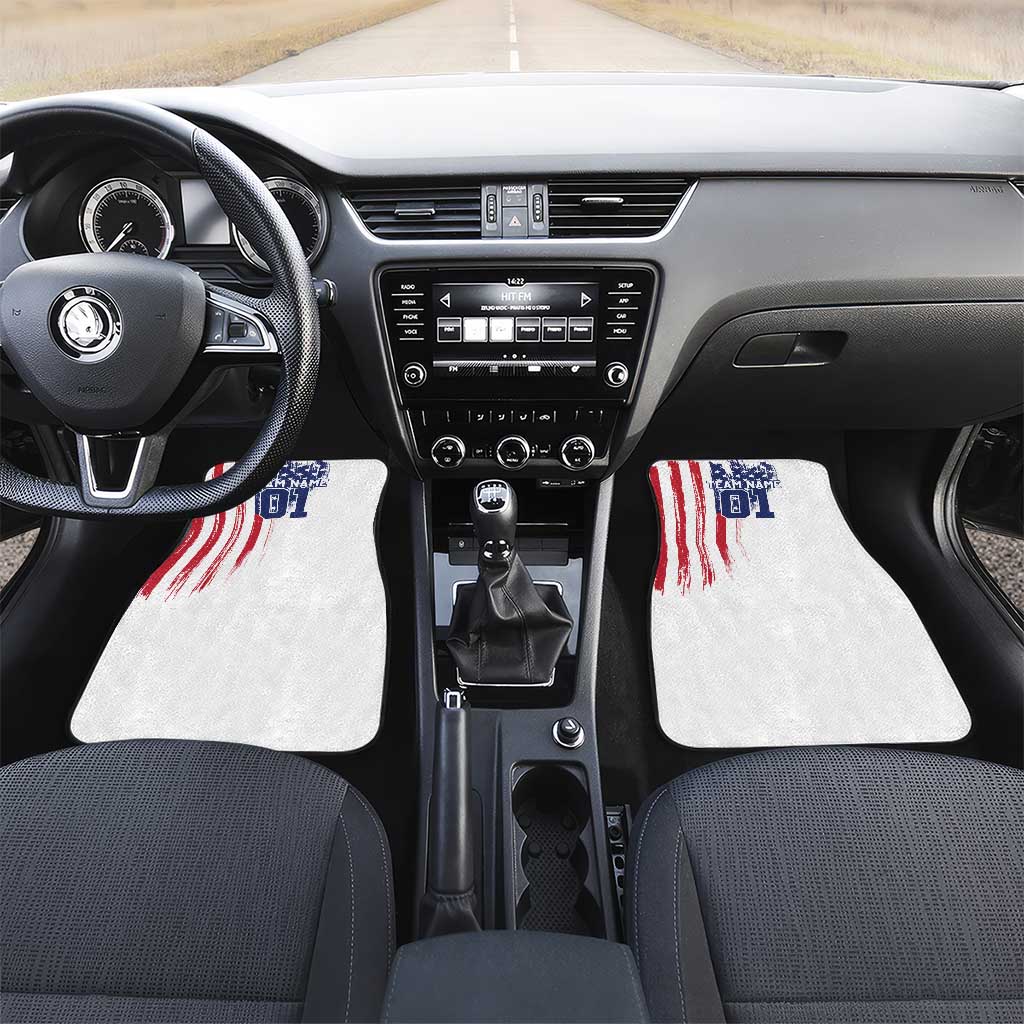 Motocross Rider Graphic Dirtbike Racing Car Mats with Distressed American Flag and Custom Number - Wonder Print Shop