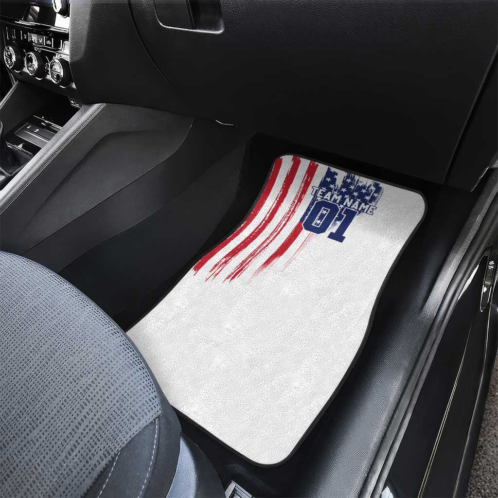 Motocross Rider Graphic Dirtbike Racing Car Mats with Distressed American Flag and Custom Number - Wonder Print Shop