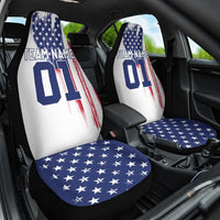 Motocross Rider Graphic Dirtbike Racing Car Seat Cover with Distressed American Flag and Custom Number - Wonder Print Shop