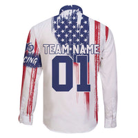 Motocross Rider Graphic Dirtbike Racing Family Matching Long Sleeve Bodycon Dress and Hawaiian Shirt with Distressed American Flag and Custom Number - Wonder Print Shop