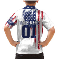 Motocross Rider Graphic Dirtbike Racing Family Matching Mermaid Dress and Hawaiian Shirt with Distressed American Flag and Custom Number - Wonder Print Shop