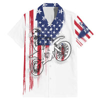 Motocross Rider Graphic Dirtbike Racing Family Matching Mermaid Dress and Hawaiian Shirt with Distressed American Flag and Custom Number - Wonder Print Shop