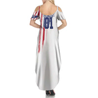 Motocross Rider Graphic Dirtbike Racing Family Matching Summer Maxi Dress and Hawaiian Shirt with Distressed American Flag and Custom Number - Wonder Print Shop