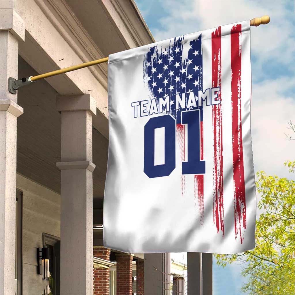 Motocross Rider Graphic Dirtbike Racing Garden Flag with Distressed American Flag and Custom Number - Wonder Print Shop