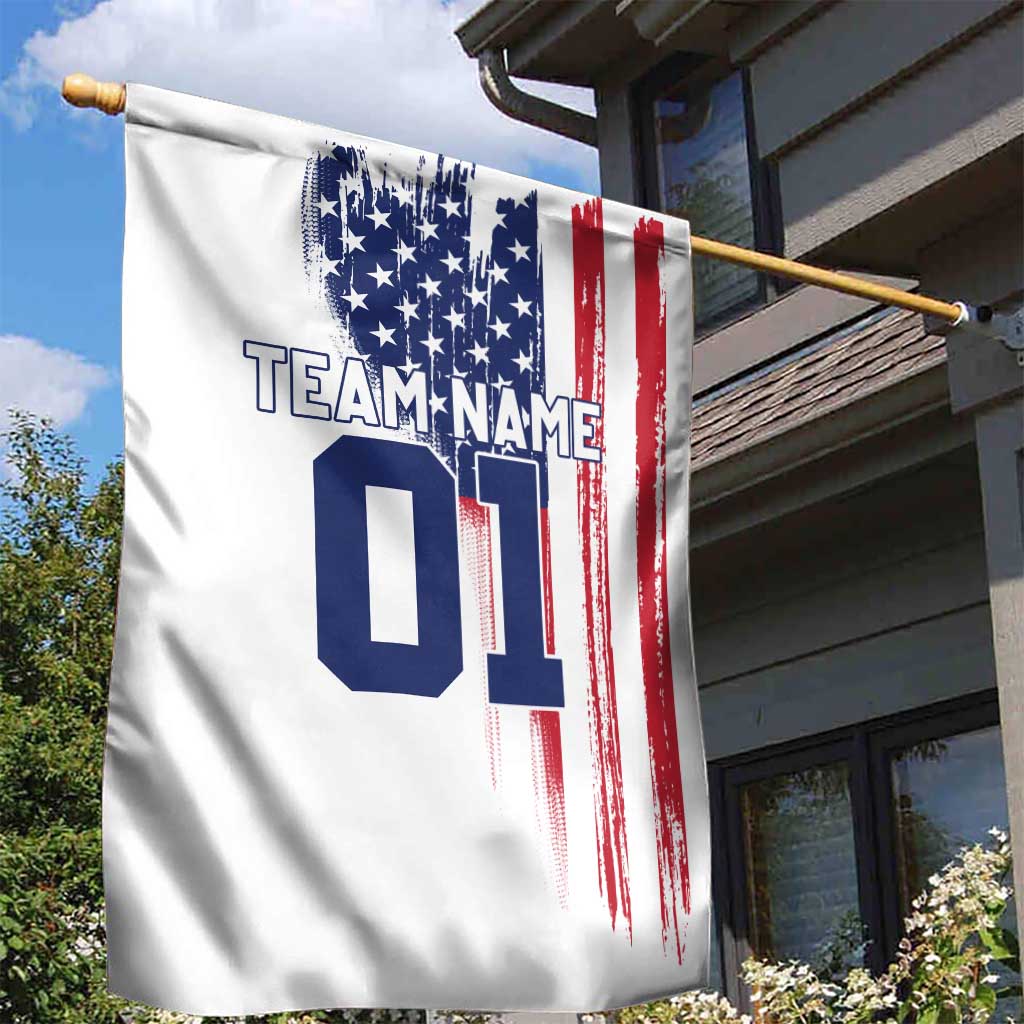 Motocross Rider Graphic Dirtbike Racing Garden Flag with Distressed American Flag and Custom Number - Wonder Print Shop