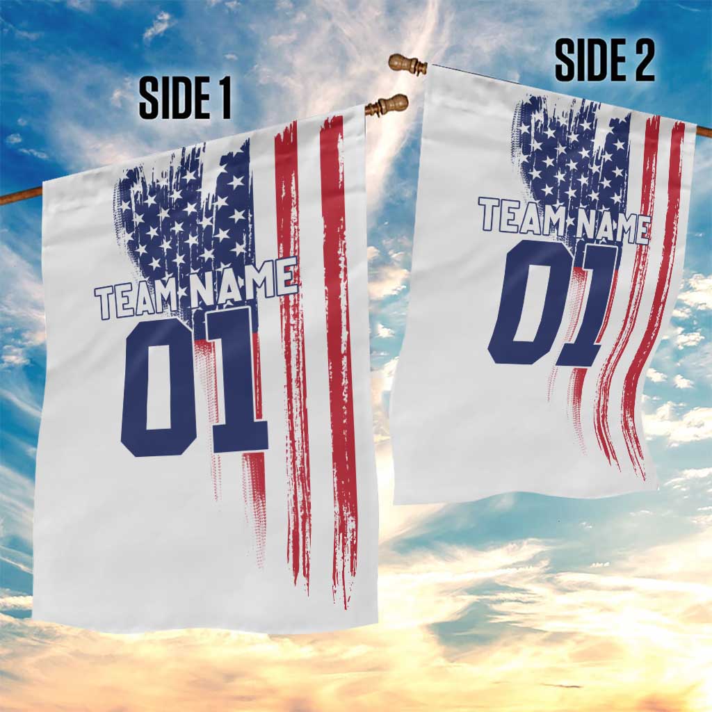 Motocross Rider Graphic Dirtbike Racing Garden Flag with Distressed American Flag and Custom Number - Wonder Print Shop