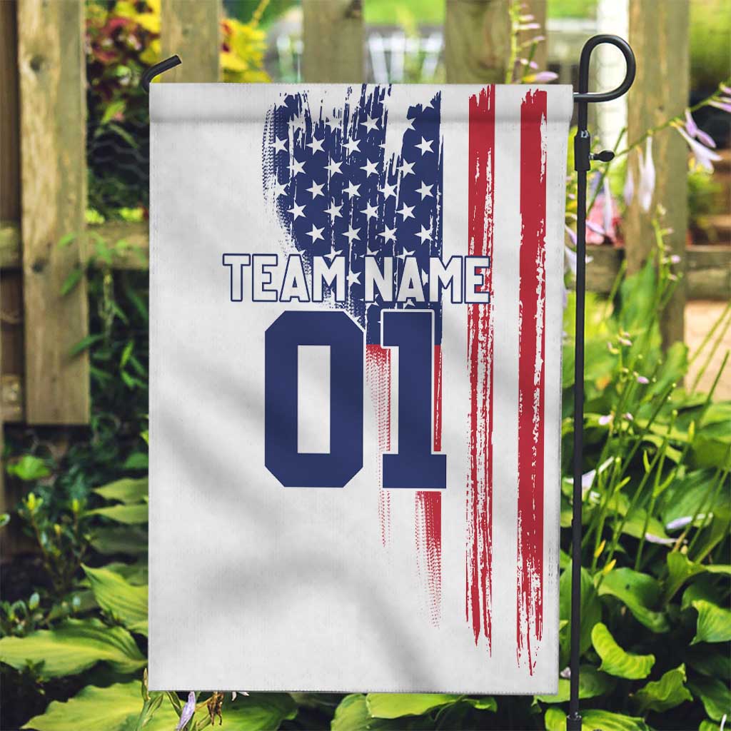 Motocross Rider Graphic Dirtbike Racing Garden Flag with Distressed American Flag and Custom Number - Wonder Print Shop