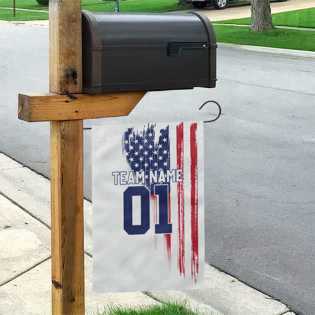 Motocross Rider Graphic Dirtbike Racing Garden Flag with Distressed American Flag and Custom Number - Wonder Print Shop