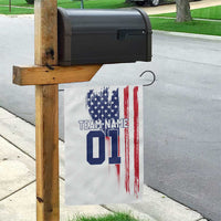 Motocross Rider Graphic Dirtbike Racing Garden Flag with Distressed American Flag and Custom Number - Wonder Print Shop