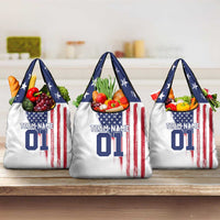 Motocross Rider Graphic Dirtbike Racing Grocery Bag with Distressed American Flag and Custom Number - Wonder Print Shop