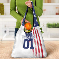 Motocross Rider Graphic Dirtbike Racing Grocery Bag with Distressed American Flag and Custom Number - Wonder Print Shop