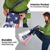 Motocross Rider Graphic Dirtbike Racing Grocery Bag with Distressed American Flag and Custom Number - Wonder Print Shop