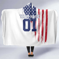 Motocross Rider Graphic Dirtbike Racing Hooded Blanket with Distressed American Flag and Custom Number - Wonder Print Shop