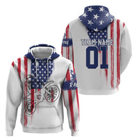 Motocross Rider Graphic Dirtbike Racing Hoodie with Distressed American Flag and Custom Number - Wonder Print Shop