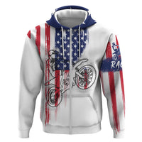Motocross Rider Graphic Dirtbike Racing Hoodie with Distressed American Flag and Custom Number - Wonder Print Shop