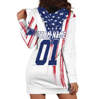 Motocross Rider Graphic Dirtbike Racing Hoodie Dress with Distressed American Flag and Custom Number - Wonder Print Shop
