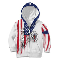 Motocross Rider Graphic Dirtbike Racing Kid Hoodie with Distressed American Flag and Custom Number - Wonder Print Shop