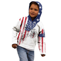 Motocross Rider Graphic Dirtbike Racing Kid Hoodie with Distressed American Flag and Custom Number - Wonder Print Shop