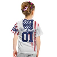 Motocross Rider Graphic Dirtbike Racing Kid T Shirt with Distressed American Flag and Custom Number - Wonder Print Shop