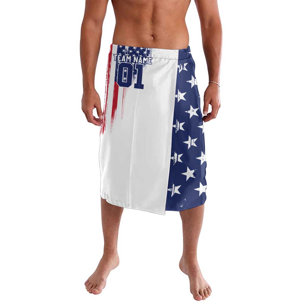 Motocross Rider Graphic Dirtbike Racing Lavalava with Distressed American Flag and Custom Number - Wonder Print Shop