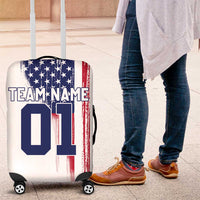 Motocross Rider Graphic Dirtbike Racing Luggage Cover with Distressed American Flag and Custom Number - Wonder Print Shop