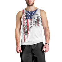 Motocross Rider Graphic Dirtbike Racing Men Tank Top with Distressed American Flag and Custom Number - Wonder Print Shop