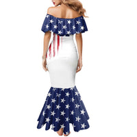 Motocross Rider Graphic Dirtbike Racing Mermaid Dress with Distressed American Flag and Custom Number - Wonder Print Shop