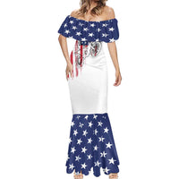 Motocross Rider Graphic Dirtbike Racing Mermaid Dress with Distressed American Flag and Custom Number - Wonder Print Shop