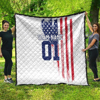 Motocross Rider Graphic Dirtbike Racing Quilt with Distressed American Flag and Custom Number - Wonder Print Shop