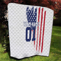 Motocross Rider Graphic Dirtbike Racing Quilt with Distressed American Flag and Custom Number - Wonder Print Shop