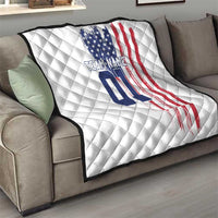 Motocross Rider Graphic Dirtbike Racing Quilt with Distressed American Flag and Custom Number - Wonder Print Shop